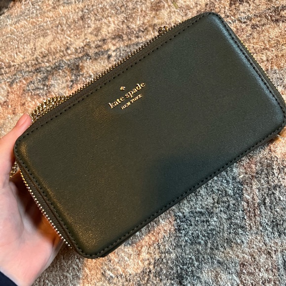 Kate Spade Army Green and Gold Wallet purse - Picture 2 of 6